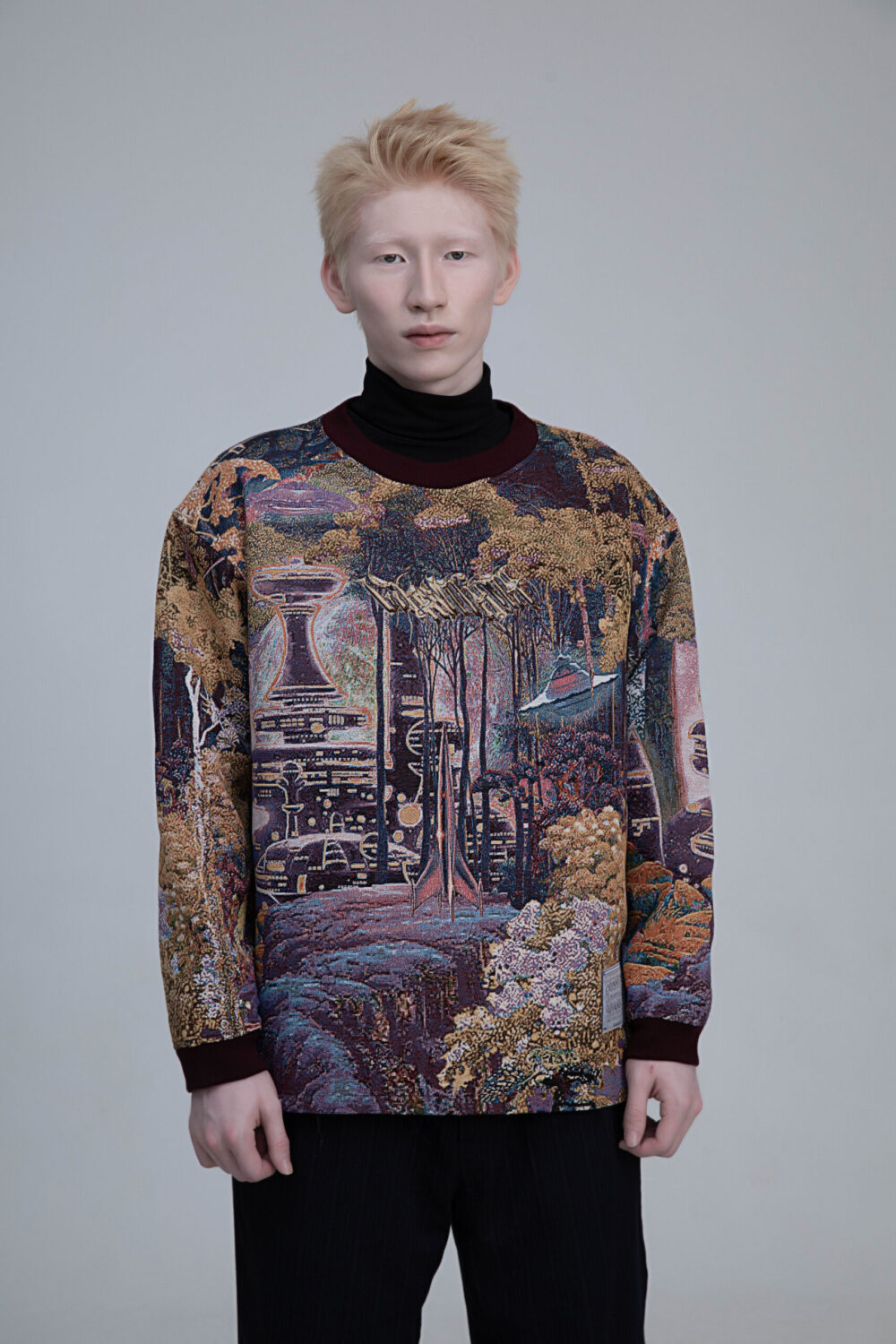 Retro-Scifi Forest Tapestry Pullover