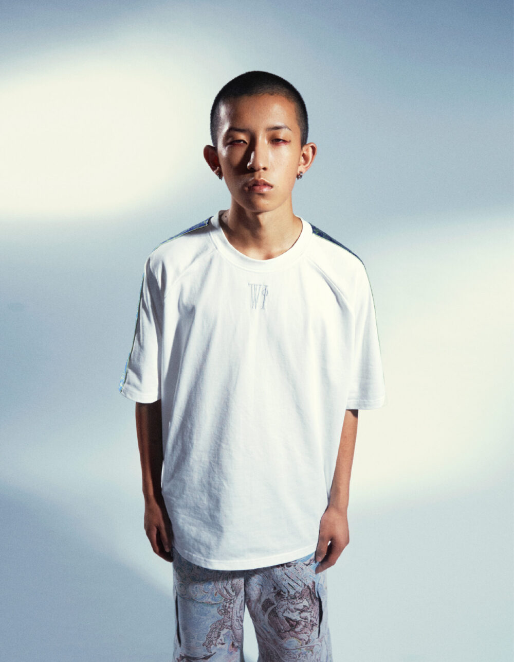 White Noble Dragons Stripe T-shirt mk-2